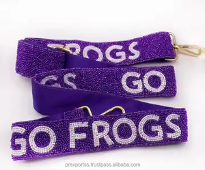 Go Frogs College Gameday Custom <b>Strap</b> Handmade <b>Adjustable</b> Crossbody Bag Decorative Beaded Embroidery Replacement Purse Accessory - Product Image 1
