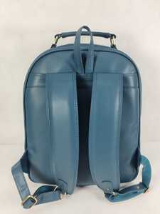 Blue PU Leather Laptop <b>Backpack</b> <b>Waterproof</b> Softback Travel Office Bag with Computer Interlayer - Product Image 3