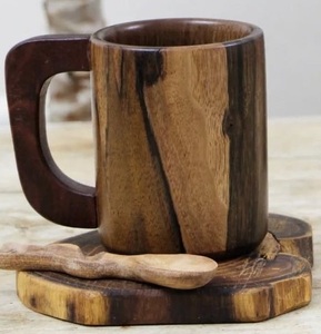 Mug en bois écologique fait main, mug à café en bois massif, finition rustique, mug pour boire du thé, du café, du lait, du jus, pour la maison, la cuisine, la salle à manger - Product Image 4