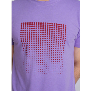 T-shirt à manches courtes pour homme, violet, avec imprimé à pois, coupe classique, col rond, jersey en coton, haut décontracté - Product Image 5