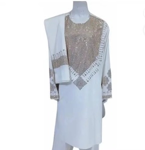 Men Traditional Afghan Shalwar Kameez Set Brown Embroidered Ethnic Long Sleeve <b>Islamic</b> Clothing Outfit - Product Image 4
