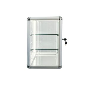 Vetrina Espositiva Standard con Telaio in Alluminio, Porta Scorrevole in Vetro con Serratura e Piano in Vetro Temperato per Esposizione e Collezioni di Porcellana - Product Image 4