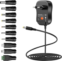 Alimentation universelle AC-DC 30W, adaptateur d'alimentation à découpage réglable 3V-12V avec port USB-A 5V 2A et 10 prises DC