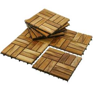 Azulejos de cubierta entrelazada de madera de acacia, azulejo de cubierta de enclavamiento compuesto de madera plástica estilo gráfico de superficie de bloqueo al aire libre - Product Image 5