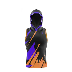 Ensemble d'uniformes 7v7 en tissu polyester de qualité professionnelle, sans manches, à capuche, bleu marine et jaune, séchage rapide, respirant, uniformes sublimés - Product Image 4