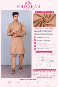 Mens Designer Beige Kurta Pajama <b>Set</b> Linear Thread Embroidery Ethnic Wear Indian Pakistani Party Outfit Wholesale Supplier - Product Image 2