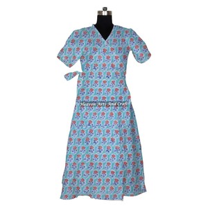 Custom Logo Luxury Women Hand Block Printed Cotton Bathrobes At Competitive Price - Product Image 3