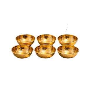 Handcrafted Brass Serving Bowl <b>Set</b> of 5 Modern Golden Glossy Finish Bowls Durable Light Wright for Home & Kitchen - Product Image 1