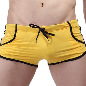 Boxers noirs pour hommes avec bordure blanche, séchage rapide, en Spandex et Nylon tricoté, taille mi-haute, motif uni - Product Image 5