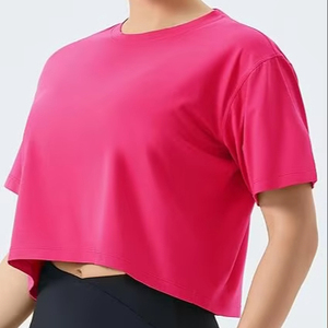 Camiseta de jersey teñida de estilo casual para mujer, holgada, corta, de manga corta, para verano, estilo urbano - Product Image 1