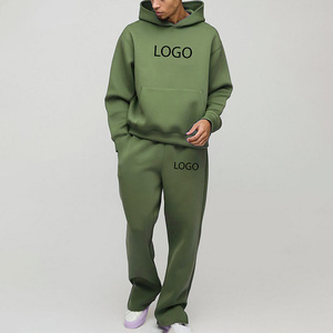2 Pieces <b>Men's</b> 100% Cotton Oversized Boxy Sweat Suits Baggy Heavy Weight Hooded Jogging Tracksuits ODM Fleece Sweatsuit Sets - Product Image 5