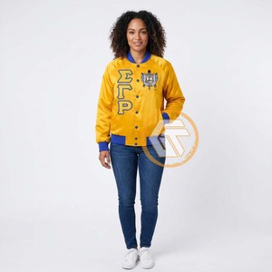 Veste universitaire personnalisée Sigma Gamma Rho en satin brodé matelassé imperméable coupe-vent à séchage rapide de haute qualité - Product Image 4