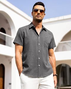 Camisas de Lino para Hombre Hydro Linen, Camisas de Manga Corta con Botones, Sin Arrugas, Casuales, para Vacaciones, Playa, Verano, Ligeras - Product Image 2