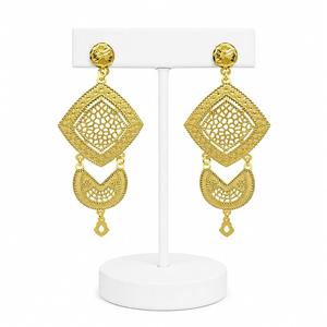 Juego de Aretes de Diseño Turco Chapados en Oro de 14K, 18K y 24K al por Mayor, Aretes Colgantes de Moda Estilo Dubái, Joyería Rellena de Oro, Oro Joyería - Product Image 1