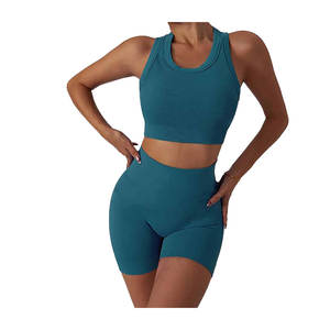 Conjunto Deportivo para Mujer, Sujetador Deportivo y Pantalones Cortos, para Gimnasio, Ejercicio, Fitness, Yoga, Top Cómodo y Elástico, Conjunto de Sujetador Deportivo y Pantalones Cortos - Product Image 3