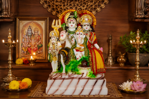 Estatua de Shiv Pariwar para el Hogar, Templo Familiar de Mahadev, Artesanía Premium, Hecho a Mano, Resina, Estilo Art Deco, Ecológico, para Bodas y Diwali - Product Image 1