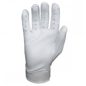 White Leather Batting Gloves Breathable Mesh <b>Hook</b> And Loop Closure Unisex Adult Training Gloves - Product Image 2