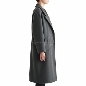 <b>Men's</b> Winter Long <b>Overcoat</b> Grey Waterproof Lightweight Windproof Polyester Lining Custom OEM Wholesale - Product Image 4