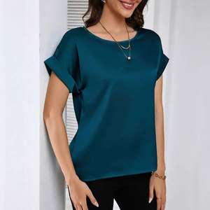 Nuevo Diseño de Ropa de Mujer para Verano, Estilo Simple, Cuello Redondo, Color Sólido, Sensación Ligera, Manga Corta, Fibra de Bambú, Anti-UV, Transpirable - Product Image 1
