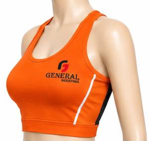 General Industries Soutien-gorge de sport pour femme, col rond, orange, color block, respirant, style débardeur - Product Image 4