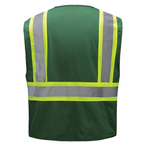 Gilet de sécurité réfléchissant vert personnalisé, logo personnalisé, ANSI Classe 3, imperméable, LED clignotante, 100% polyester, haute visibilité - Product Image 6