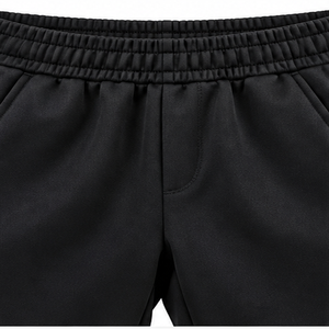 Pantalon de jogging en molleton noir personnalisé, couleur unie, style minimaliste, taille élastique, revers côtelés, décontracté, pour l'hiver, vente en gros - Product Image 5