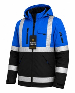 Pattern Stand Collar Safety Jacket High Visibility Men's Reflective Safety Jacket Custom Design <b>Road</b> Safety Canvas Letter - Product Image 5