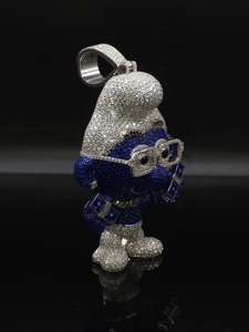 Custom Iced Cartoon Pendant Solid 925 Silver Rhodium Plated 25ct Lab Grown Pave Set Diamond Hip Hop Jewelry - Product Image 4