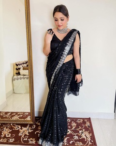 FATEMA เสื้อปักลายสำหรับผู้หญิงผ้าส่าหรีผ้าไหมแท้ดีไซน์ใหม่ล่าสุด - Product Image 4