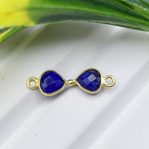 Charme en Pierre Précieuse Cœur de Saphir Bleu |   Connecteur élégant pour la fabrication de bijoux - Product Image 3