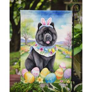 Chow Chow multicolore Chasse aux oeufs de Pâques Drapeau de jardin Boîte aux lettres Bannière de cour décorative pour patio Oeuvre d'art pour parterres de fleurs - Product Image 3