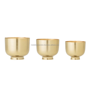 Set of 3 Metal Latest Golden Round Planter Wholesale Large Floor <b>Vases</b> Stands Tall Wedding Metal <b>Flower</b> <b>Vase</b> Handmade - Product Image 1