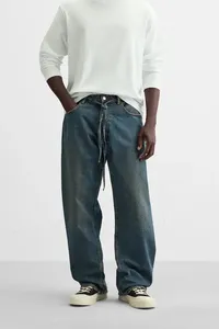 MEESAM LEATHER HOSIERY Jeans de Mezclilla Unisex 100% Algodón de Secado Rápido, Cintura Alta, Corte Recto, Estilo Vintage, para Invierno - Product Image 5
