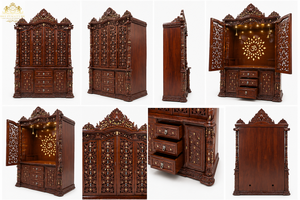 Divine Teak Wood Puja <b>Mandir</b> Walnut Finish Big Size Solid Wood <b>Mandir</b> With Door For Pooja Room For Pooja Room Australia Home - Product Image 6