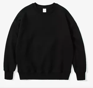 Sweat-shirt à capuche pour homme en coton lourd, coupe oversize, col rond, avec logo brodé personnalisé, motif uni, impression numérique hiver - Product Image 2