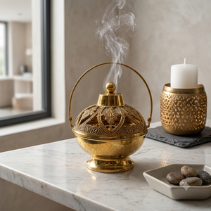 Handcrafted Brass Hanging Incense Burner Bakhoor Burner <b>Oud</b> Burner Charcoal Censer Aroma <b>Diffuser</b> Home Decor OEM ODM - Product Image 2