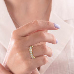 14K Solid Gold Lab Grown Diamond Oval Eternity Ring Full Diamond Luxury Band Bridal Statement Jewelry for Women - Product Image 3