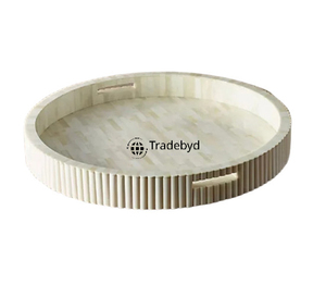 Bandeja Decorativa Moderna de Primera Calidad con Incrustaciones de Hueso, Bandeja de Servicio Hecha a Mano para Decoración de Mesa de Centro por Tradebyd - Product Image 1