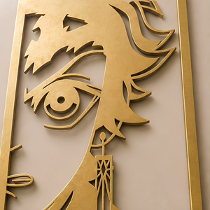 ENSEMBLE DE TABLEAUX MURAUX DEMON SLAYER FACE ART MURAL EN MÉTAL PLAQUÉ OR 2 PIÈCES Sculpture Abstraite Portrait Moderne Décoration Murale Suspendue - Product Image 3