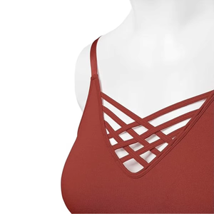 Women Supportive Cross Back Sports Bra Padded Yoga Gym Fitness Workout Activewear <b>Top</b> Wholesale <b>Strappy</b> Training Bra Performance - Product Image 2