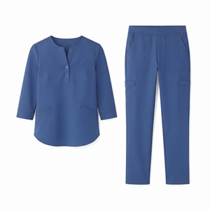 Ensemble d'uniformes médicaux pour femmes, col en V, manches courtes, pantalon de jogging, tenue de travail pour infirmières et hôpitaux, vente en gros - Product Image 1