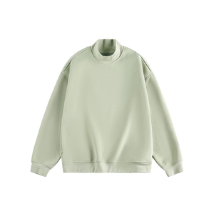 Sweat-shirt oversize à col montant unisexe, couleur unie, pull à manches régulières en molleton tricoté, idéal pour l'automne - Product Image 5