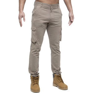 Men's Khaki Cargo Pants High Waist Multiple Pockets Workwear Style Canvas Material Breathable Straight Fit Spring Wear - Product Image 1