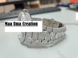 Reloj de Lujo con Diamantes de Moissanita VVS, Estilo Antiguo, con Correa de Acero Inoxidable, Esfera de Cristal, Personalizable en Varios Colores - Product Image 2