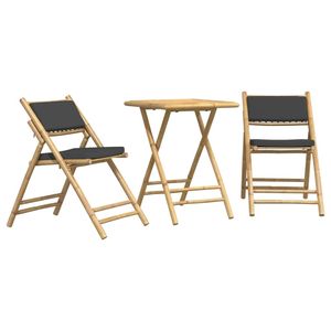Conjunto de Bistro Gris Oscuro, Muebles de Patio Compactos de Bambú Natural y Poliéster, Elegantes y Duraderos - Product Image 2