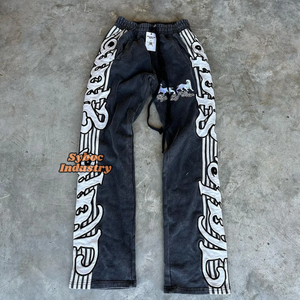 Pantalon baggy élégant pour femmes 420 GSM coton lourd décontracté sangle latérale conception impression personnalisée lavage coloré 100% coton matériel - Product Image 3