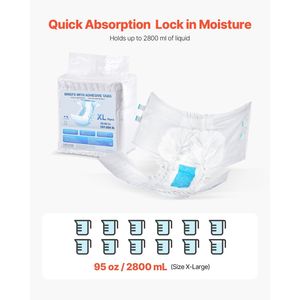 Pannolini per adulti super assorbenti usa e getta con linguette, mutandine per incontinenza 3D anti-perdita per uomo e donna - Product Image 2