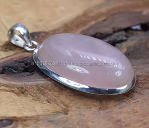 Collar de Plata de Ley con Tres Piedras de Cuarzo Rosa, Estilo Bohemio, para Mujer, con Gema Rosa, para Compromiso, de Terceros - Product Image 5