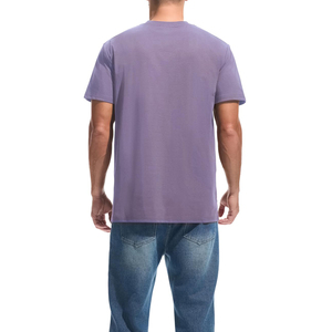 T-shirt décontracté pour homme, violet, à manches courtes, col rond, coupe classique, couleur unie, 100 % coton jersey tricoté, teint uni - Product Image 5