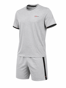 <b>Men's</b> Premium Quality Slim Fit Sportswear Set <b>Silk</b> Screen Printed Solid Pattern Shirt Elastic Waist <b>Shorts</b> for Active Summer Set - Product Image 4